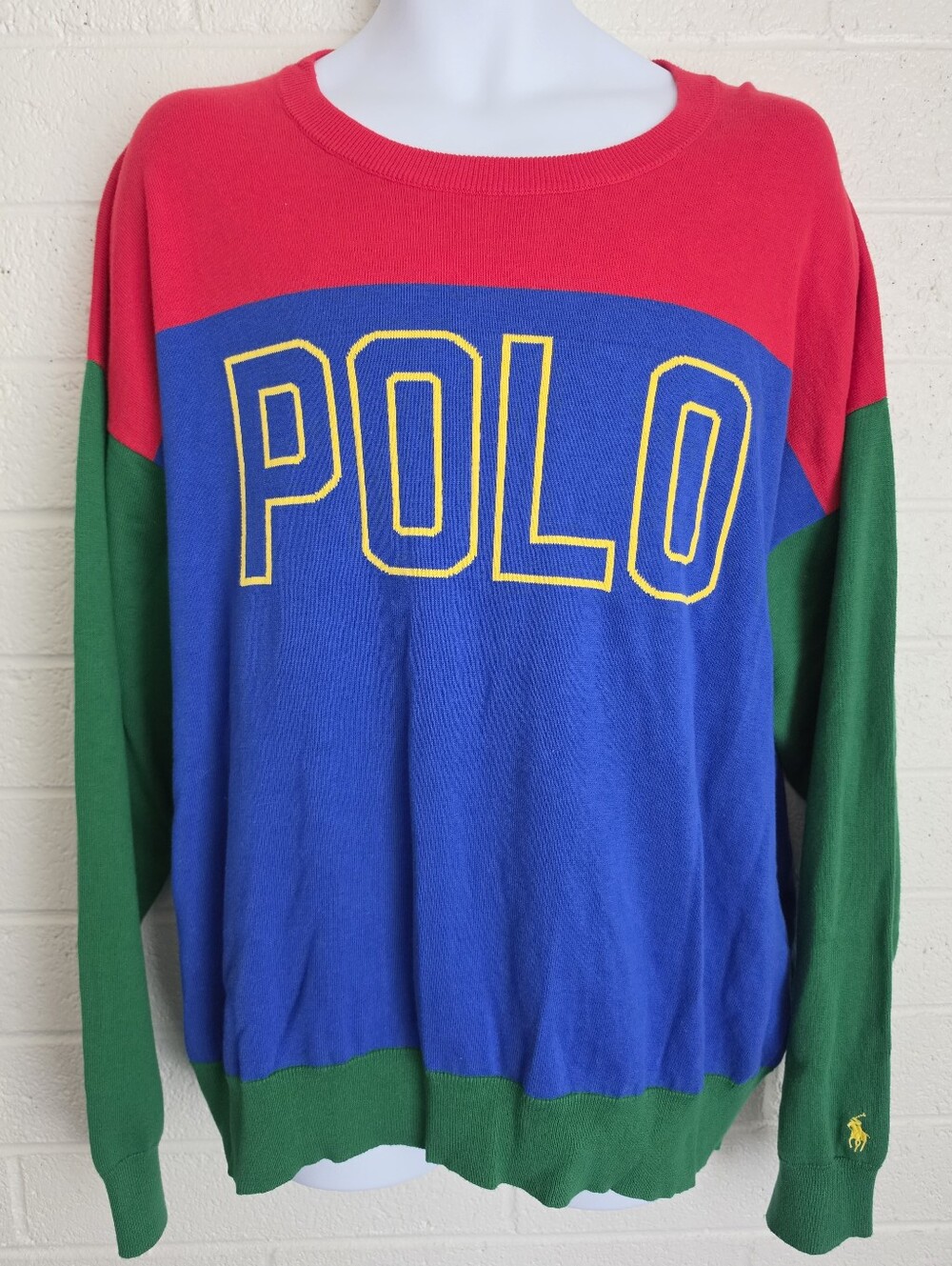 Polo Ralph Lauren Men's XXL Crewneck Embroidered Jacquard-Knit Sweater